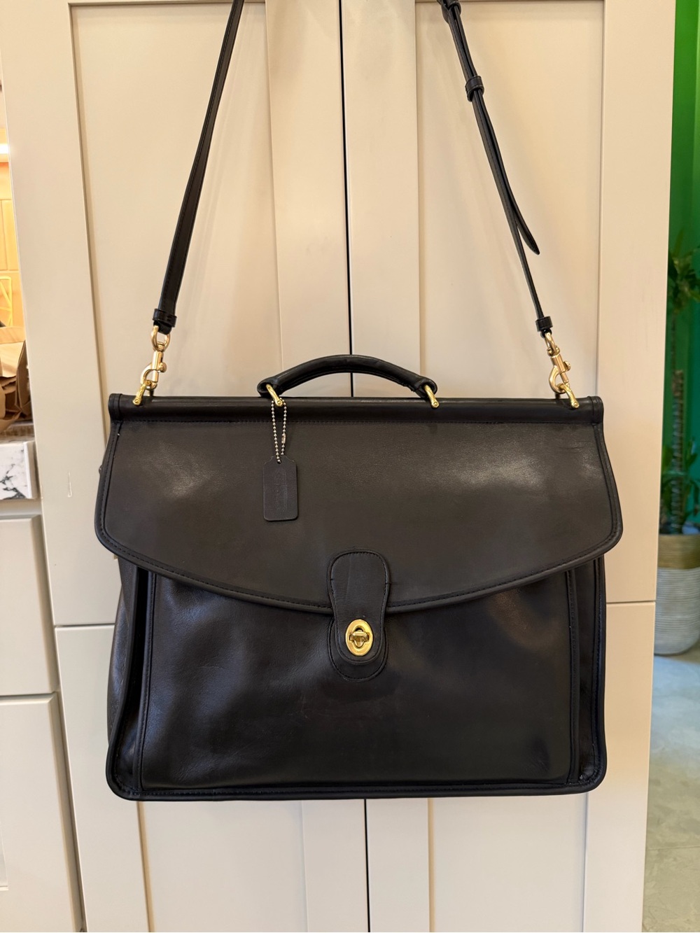 1995 Vintage Coach Lexington 5265 Black Leather Oversized Work Bag